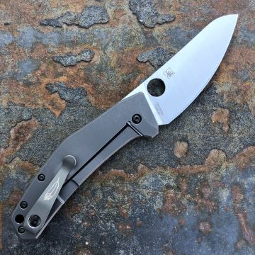 Spyderco Spydiechef Titanium Gray Scales Satin LC200N Blade Deep Carry Titanium Clip